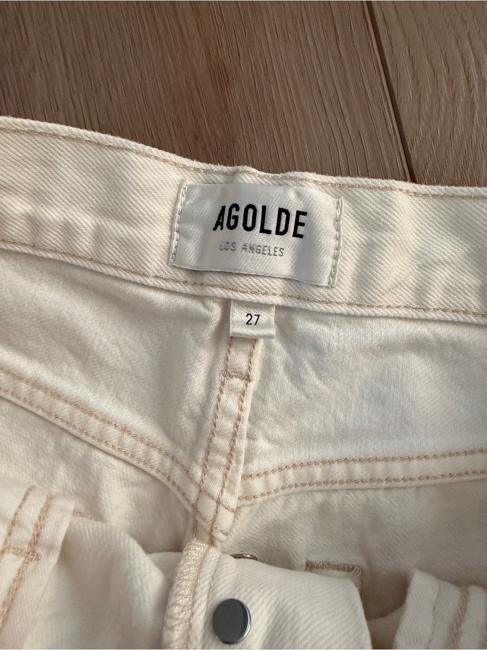 Agolde Off-White High-Rise Raw-Hem Denim Shorts - Picture 3 of 3